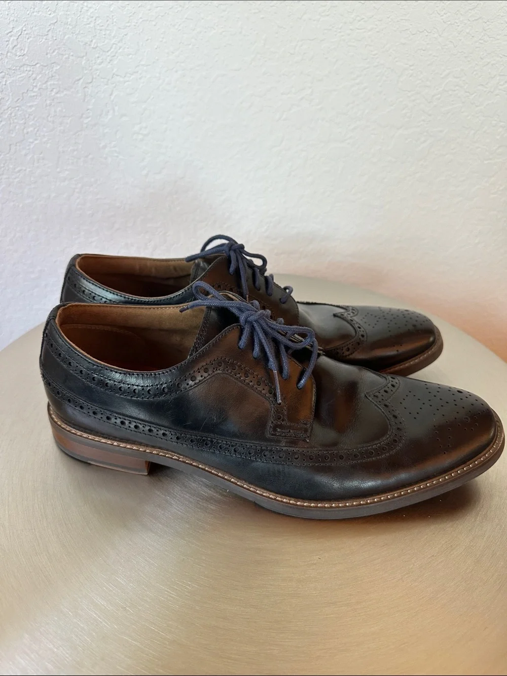 Aldo Black Leather Wingtip Derby Shoes Sz11